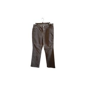 St. John's Bay Women's Thin Wale Corduroy Straight Leg Gray Pants 12P